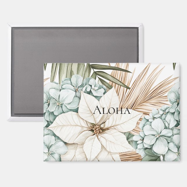 Tropical Blue White Flowers Wedding Magnet (Front/Back)