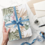 Tropical Blue White Flowers Wedding Wrapping Paper<br><div class="desc">Tropical Blue White Flowers Wedding</div>