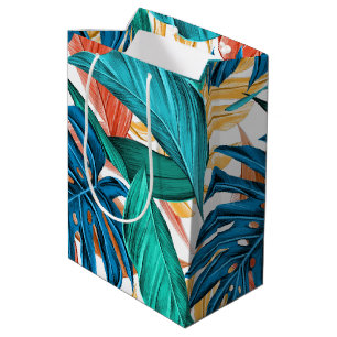 Tropical Blue yelllow leaves Medium Gift Bag