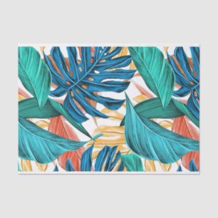 Tropical Blue yelllow leaves  Tissue Paper
