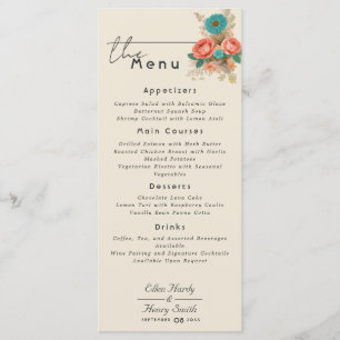 Tropical Blues & Greens Eco-Friendly Beach Wedding Menu