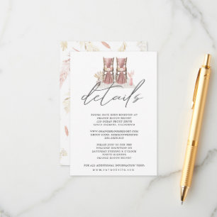 tropical blush bohemian wedding Details Enclosure Card