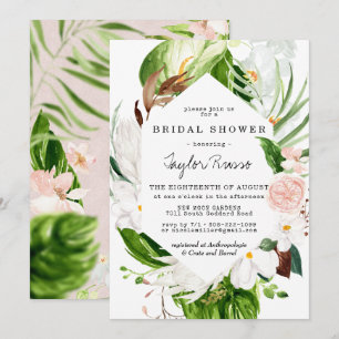 Tropical Blush Floral Bridal Shower Invitation