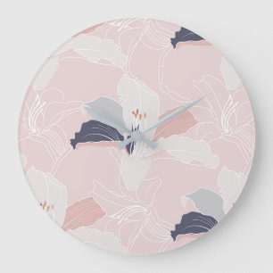 Tropical Blush Floral Wall Clock