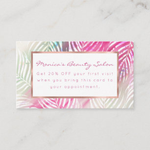 Tropical blush mint green white watercolor floral discount card