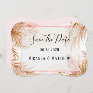 Tropical Blush Pink & Pampas Save The Date Invitation