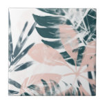 Tropical Blush Tile<br><div class="desc">"Tropical Blush II" by June Erica Vess. Features tropical greenery in constrasting colours.</div>