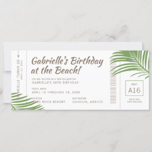 Tropical Boarding Pass Beach Birthday Trip Invitation