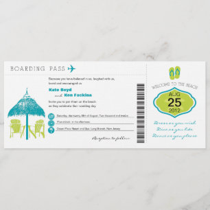 Tropical Boarding Pass Wedding Invitation