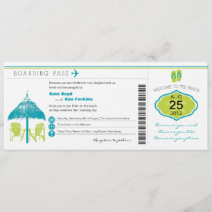 Tropical Boarding Pass Wedding Invitation