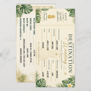 Tropical Boarding Pass Wedding Invite