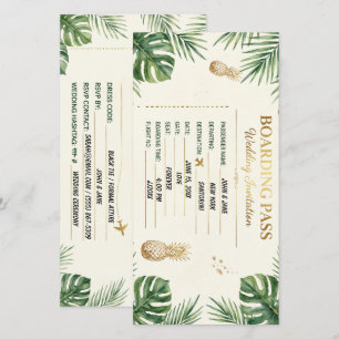 Tropical Boarding Pass Wedding Invite