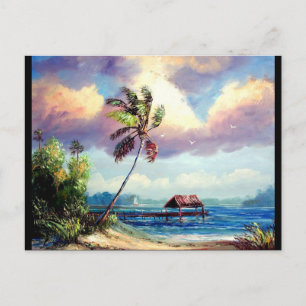 Tropical Boat house Postcard