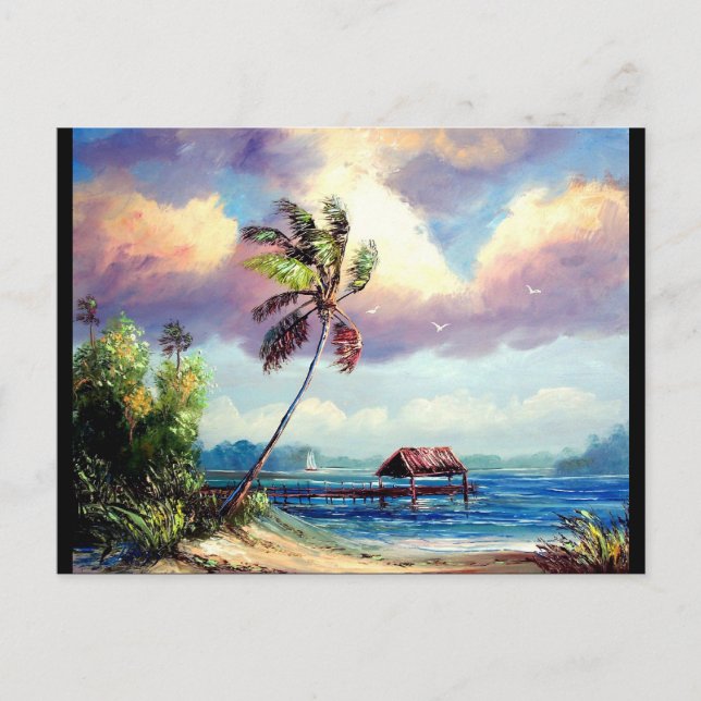 Tropical Boat house Postcard (Front)