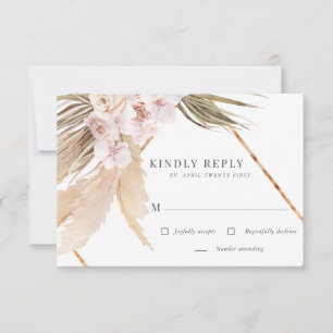 tropical bohemian blush floral RSVP card