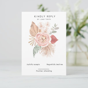 tropical bohemian blush Vertical RSVP Card