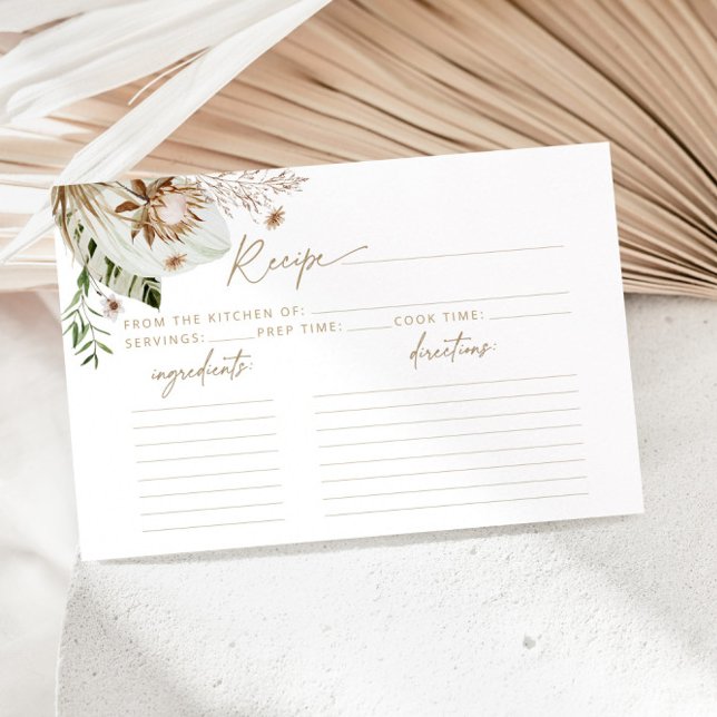 Tropical bohemian bridal shower recipe card (Creator Uploaded)
