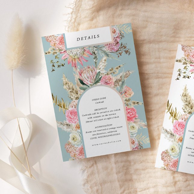 Tropical Bohemian Teal Reception Details Card (Creator Uploaded)