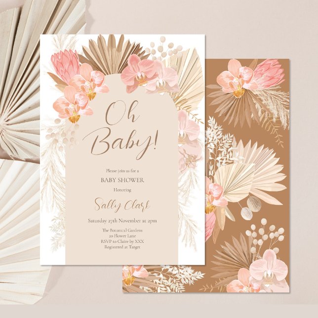 Tropical Boho Baby Shower Invitation (Oh Baby Boho Baby Shower Invite)