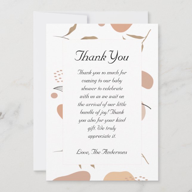 Tropical Boho Baby Shower Thank You Card (Front)