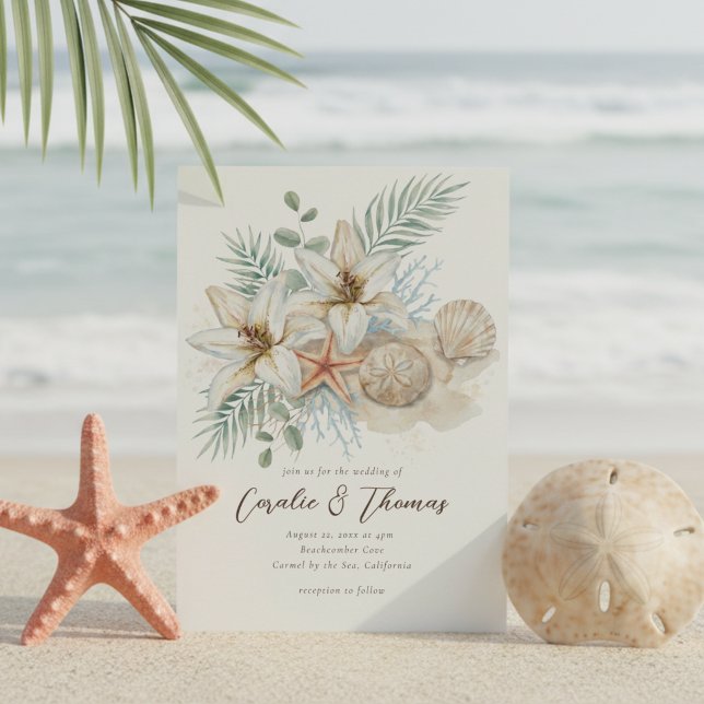 Tropical Boho Beach Watercolor Wedding Invitation (Creator Uploaded)