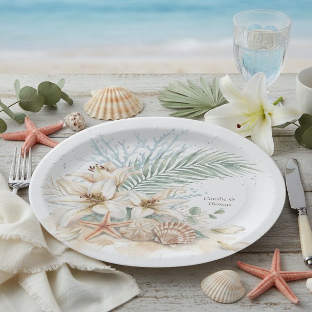 Tropical Boho Beach Wedding Paper Plate (Creator Uploaded)
