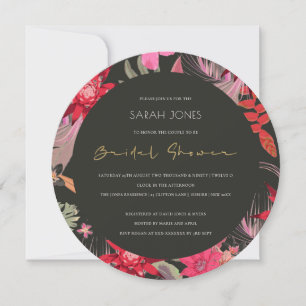 Tropical Boho Dark Floral Bridal Shower Invite