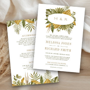 Tropical Boho Dried Palm Leaves All in One Wedding Invitation