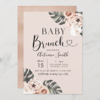 Tropical Boho Floral Baby Brunch Invitation