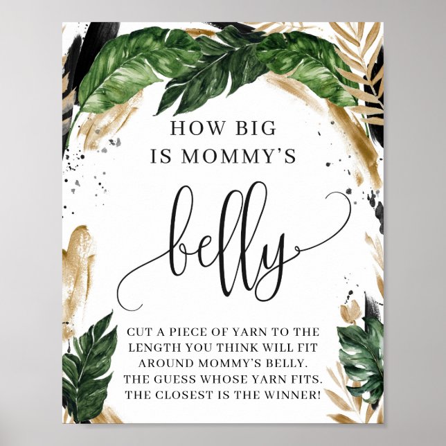 Tropical boho how big is mommy's belly sign game (Front)