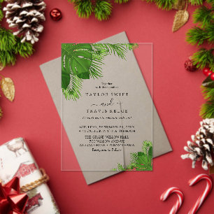 Tropical Boho Palm Beach Wedding Invite Acrylic Invitations