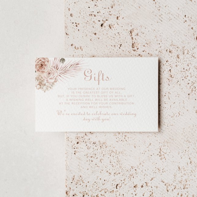 Tropical Boho Palm Leaves Roses Wedding Gifts   Enclosure Card (Creator Uploaded)