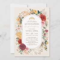 Tropical Boho Pampas Flower Quinceañera Birthday