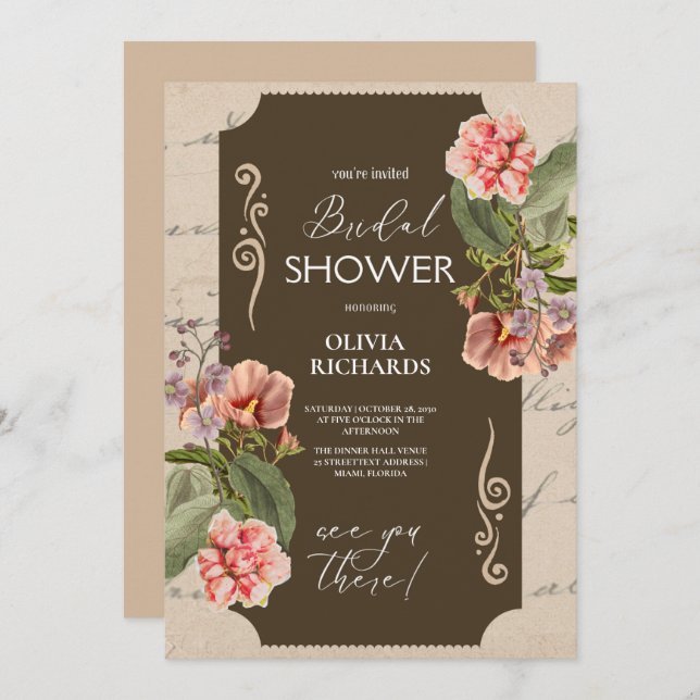 tropical boho seaside bridal shower,pampas grass f invitation (Front/Back)