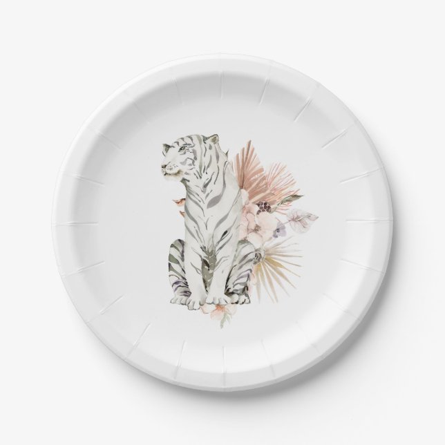 Tropical Boho Tigers Bachelorette Paper Plate (Front)