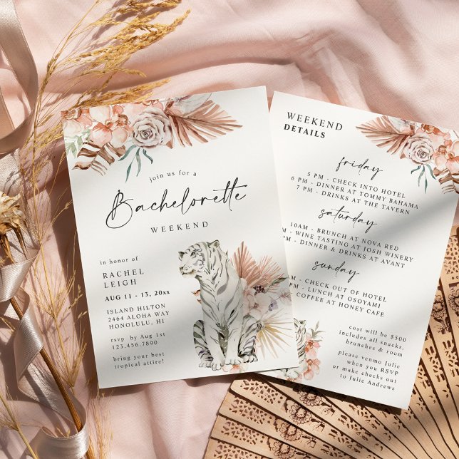 Tropical Boho Tigers Bachelorette Weekend Invitation (Creator Uploaded)