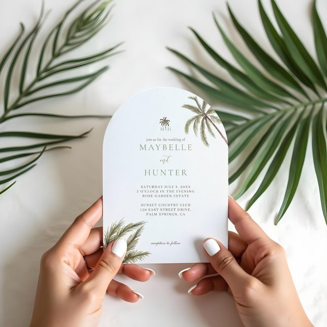 Tropical Boho Watercolor Palm Tree Wedding Wedding Invitation (Tropical Boho Watercolor Palm Tree Wedding Wedding Invitation (Front))