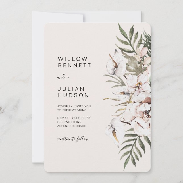 Tropical Boho Wedding All In One Invitation (Front)