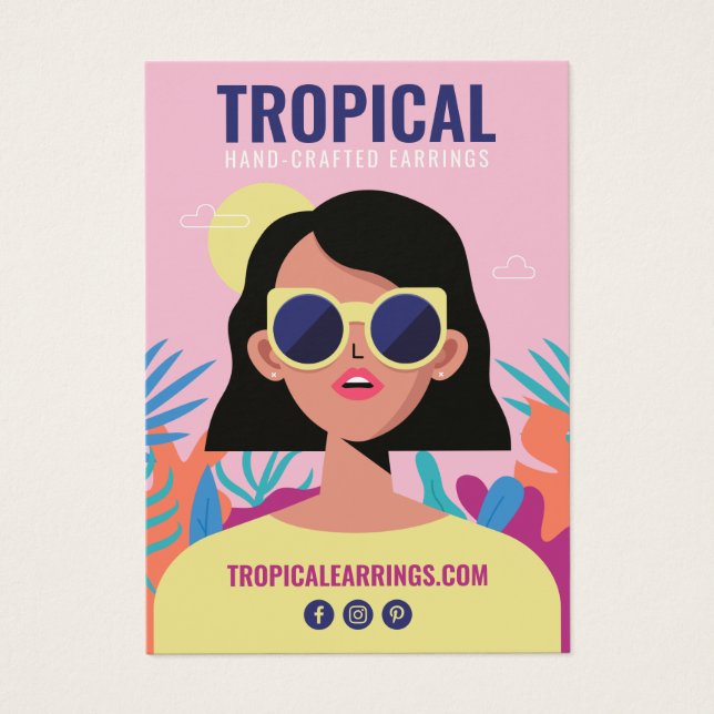 Tropical bold fashion illustration earrings holder (Front)