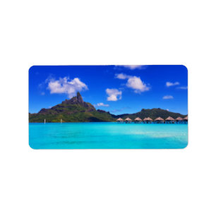 Tropical Bora Bora Scenic Island Vacation Label