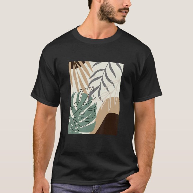 Tropical Botanical Beige Brown Exotic Minimalist A T-Shirt (Front)