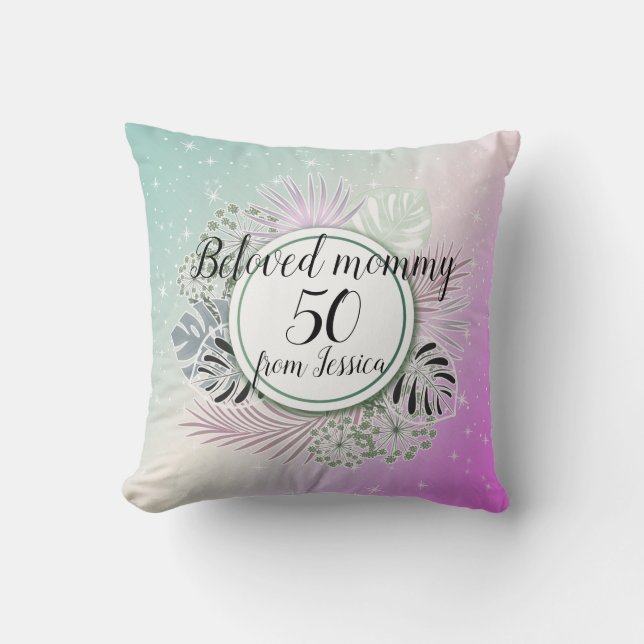 Tropical Botanical bouquet personalised Cushion (Front)