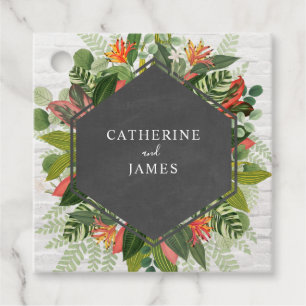 Tropical Botanical Brick Chalkboard Wedding Favour Tags