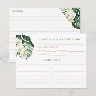 Tropical Botanical Bridal Shower Recipe Cards
