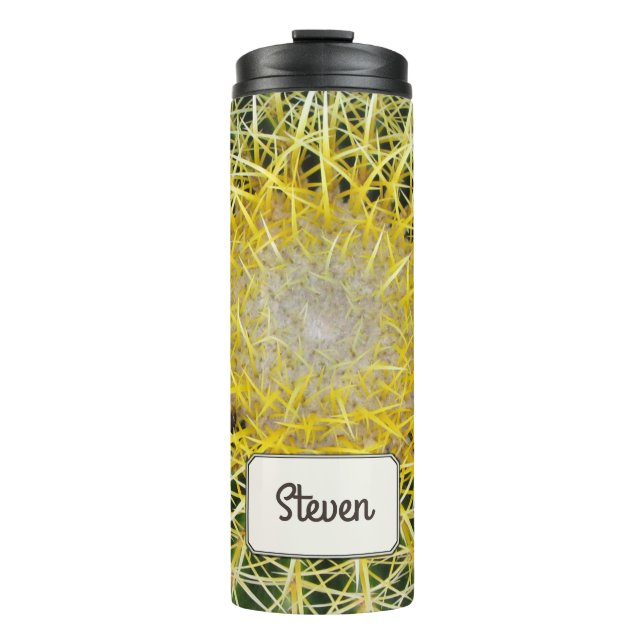 Tropical Botanical Cactus Photo any Name Thermal Tumbler (Front)