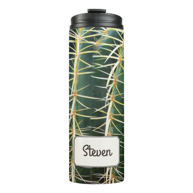 Tropical Botanical Cactus Photo any Name Thermal Tumbler (Front)