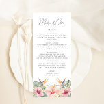 Tropical Botanical Elegant Wedding Menu Card<br><div class="desc">This lovely wedding reception menu card features beautiful watercolor botanicals and florals with elegant typography. Together these elements create a rustic yet elegant wedding menu that would be perfect for a destination wedding. This design coordinates with our Tropical Botanical  wedding suite. See the collection for more items!</div>