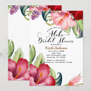 Tropical Botanical Floral Aloha Bridal Shower Invitation