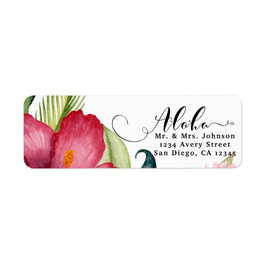 Tropical Botanical Floral Aloha Elegant Invitation Return Address Label