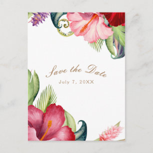 Tropical Botanical Floral Aloha Save the Date Announcement Postcard